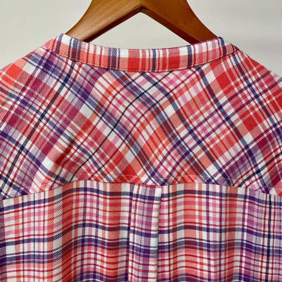 GAP Red and Purple Plaid Women's Top - Picture 4 of 6
